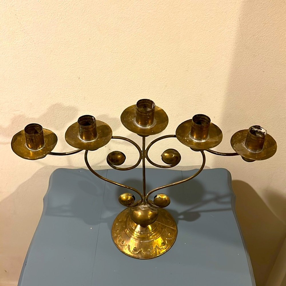 Vintage Brass Five-Arm Candelabra